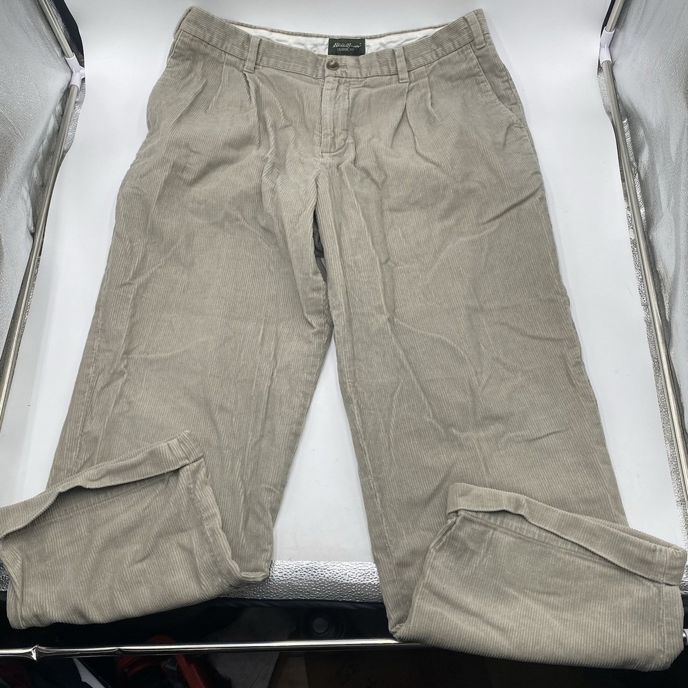 Eddie Bauer Corduroy Pant Mens 38x30 Khaki Tan Cotton ClassicStraight Fit Y2K